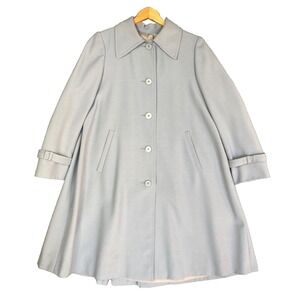 VTG 60s J Tiktiner Wool Swing Coat Women M Trapeze Mod Old Hollywood Powder Blue